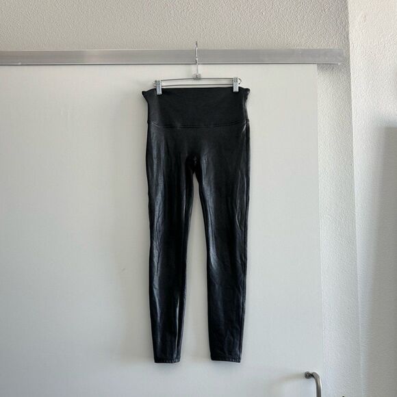 Spanx Power Waistband Faux Leather Pebble Leggings Size Large - Picture 10 of 12